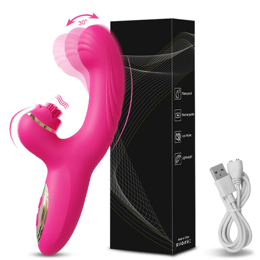 Vibromasseur Puissant 2 en 1 -  Stimule le Clitoris et le Point G